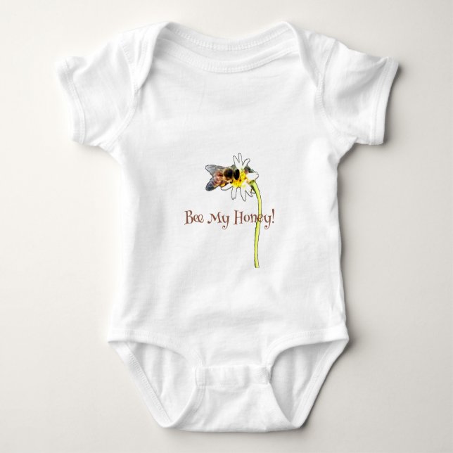 Pollinating Bumble Bee on a Flower Customized Baby Bodysuit (Front)
