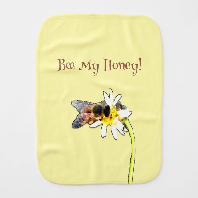 Pollinating Bumble Bee on a Flower Customized Baby Burp Cloth (Front)