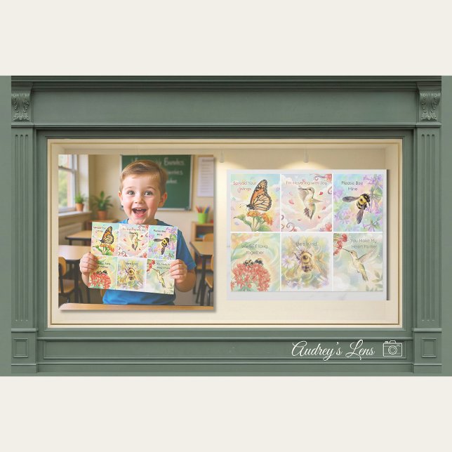 Pollinator Classroom Valentines - 6 per Sheet  (Creator Uploaded)