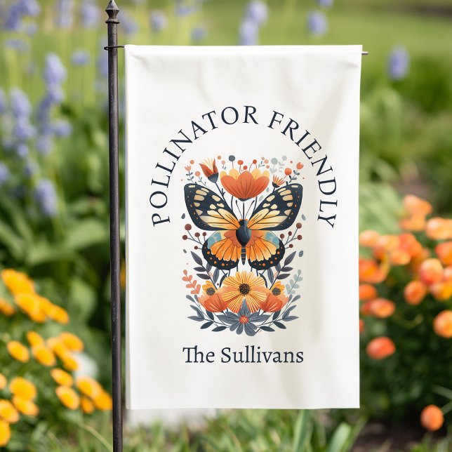 Pollinator Friendly Butterfly Wildflower Garden Flag (Pollinator friendly butterfly lover boho garden flag)