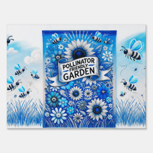 Pollinator Friendly Garden Blue Sign