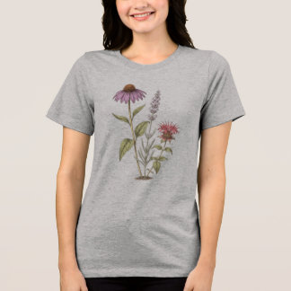Pollinator Garden Botanical Illustration Tri-Blend Shirt