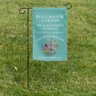 Pollinator Garden Flag - Biodiversity Sign - Teal