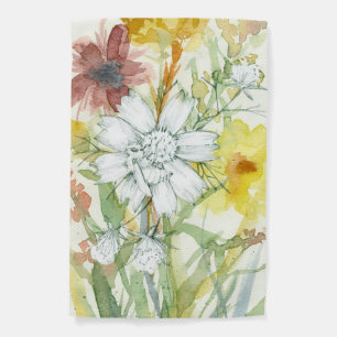 Pollinator Garden Honeybee Flowers Watercolor Garden Flag