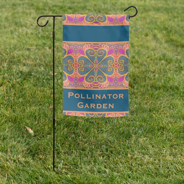 Pollinator Garden Lucky Magenta Emerald Flag (In SItu)