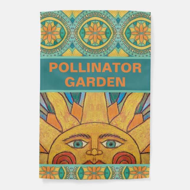Pollinator Garden Sun Mandala Flag (Front)