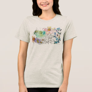 Pollinator Garden Watercolor Flowers Honeybees Tri-Blend Shirt