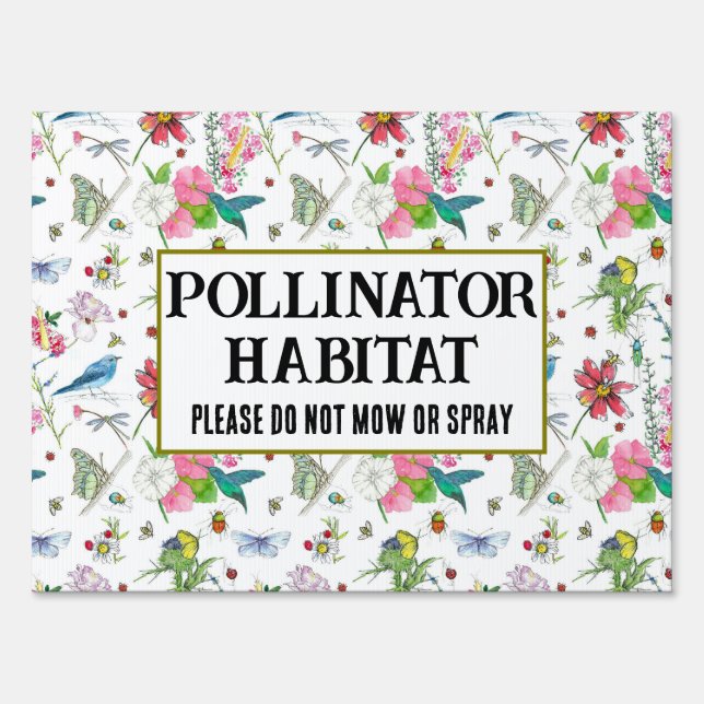 Pollinator Habitat Honeybees Birds Bugs Garden Sign (Front)
