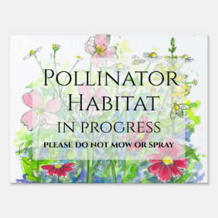Pollinator Habitat Honeybees Wildflowers Garden Sign