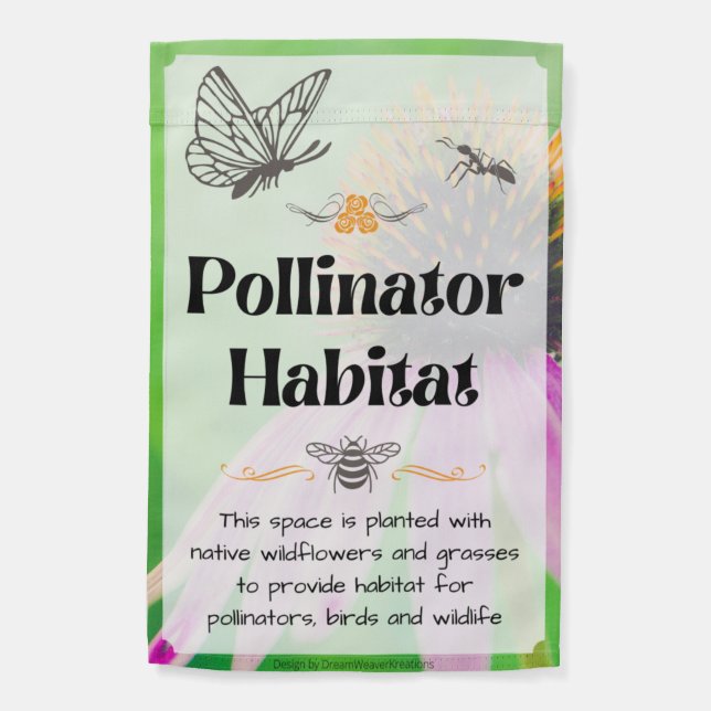 Pollinator Habitat Sign; Garden Sign; Native Plant Garden Flag (Back)