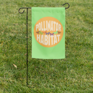 Pollinator Habitat with butterflies and bees Garden Flag