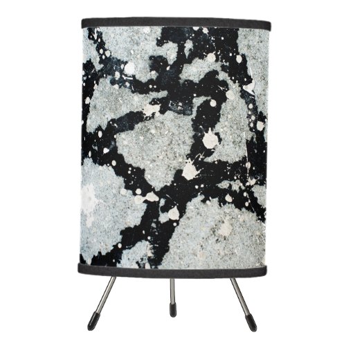 Pollock Style Stains Concrete Urban Grey  Black Tripod Lamp