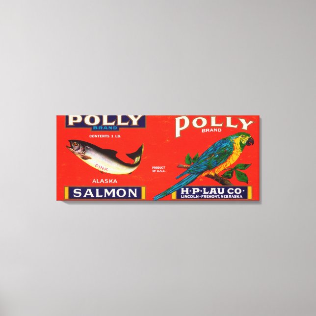 Polly Brand Salmon Label- Alaska Canvas Print (Front)