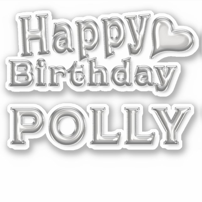 Polly Happy Birthday silver Sticker (Front)