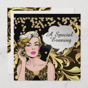 Polly Hosts a Grand Party Pop Art Invitation