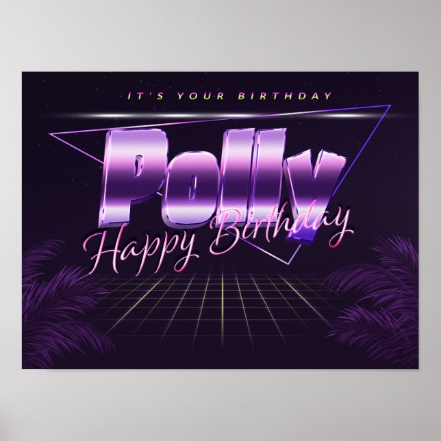 Polly Name Vorname lila retro Poster Geburtstag (Front)