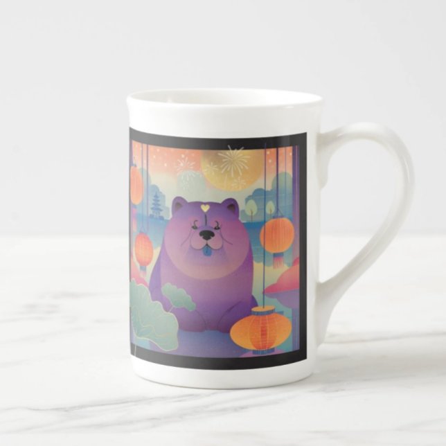POLLY PLUM chow dog 10 ounce Bone China Mug (Creator Uploaded)