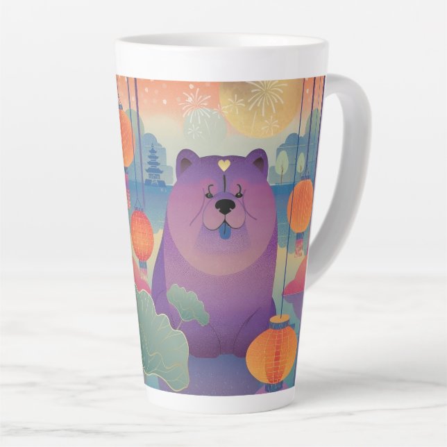 POLLY PLUM chow dog Latte Mug (Right Angle)