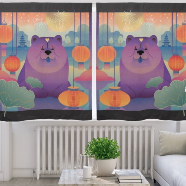 POLLY PLUM chow dog sheer or blackout Blackout Curtains (Creator Uploaded)