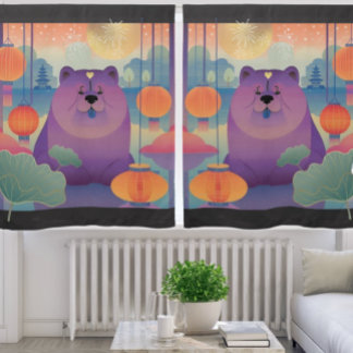 POLLY PLUM chow dog sheer or blackout Curtains