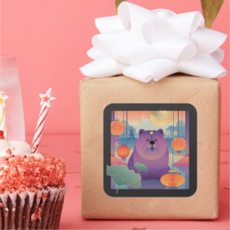 POLLY PLUM  Chow dog Square Sticker