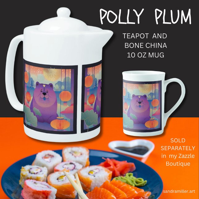 POLLY PLUM chow dog Teapot (Creator Uploaded)