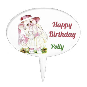 POLLY ~ VINTAGE CAT ART ~ Cute, Sweet, Cat Lover ~ Cake Topper