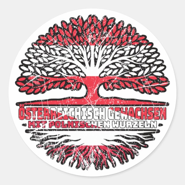 Polnisch Österreichisch Österreich Baum Classic Round Sticker (Front)