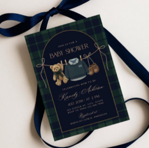 Polo Baby Shower Invitation, Preppy Teddy Bear Bab Invitation