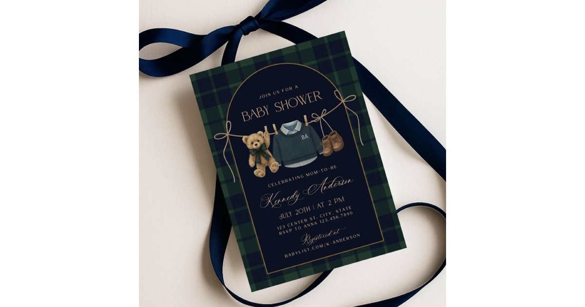 Polo Baby Shower Invitation, Preppy Teddy Bear Bab Invitation | Zazzle