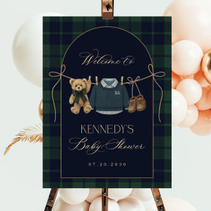 Polo Baby Shower Welcome Sign, Preppy Teddy Bear  Foam Board