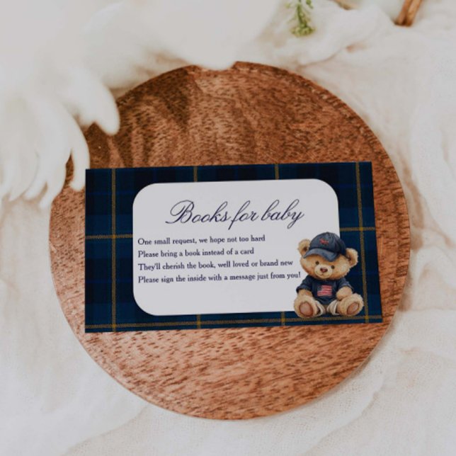 Polo Bear Baby Shower Books For Baby Enclosure Card (Creator Uploaded)