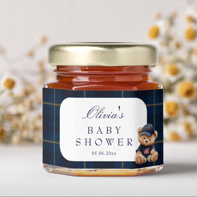 Polo Bear Boy baby shower Honey Jar Favors (Creator Uploaded)