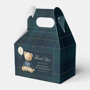 Polo Bear First Birthday Thank You Favor Boxes