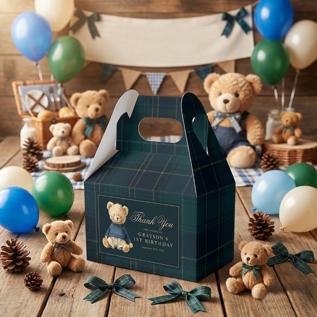 Polo Bear First Birthday Thank You Favor Boxes (Creator Uploaded)