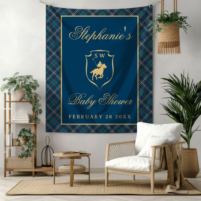 Polo Equestrian Classic Plaid Baby Shower Backdrop (Creator Uploaded)