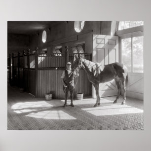 Polo Horse Stables, 1933. Vintage Photo Poster
