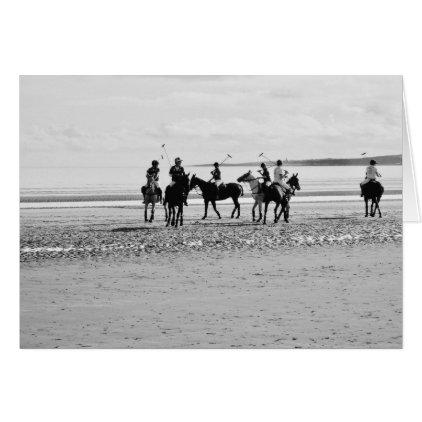 Polo Match St Andrews West Sands Beach B&amp;W Photo Card