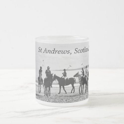 Polo Match St Andrews West Sands Beach BW Photo Frosted Glass Coffee Mug