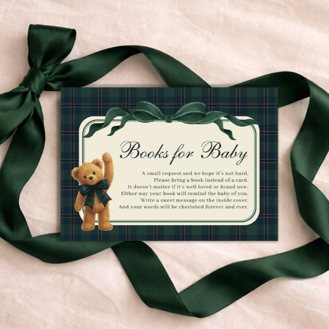 Polo Plaid Teddy Bear Books for Baby Boy Enclosure Card (Creator Uploaded)