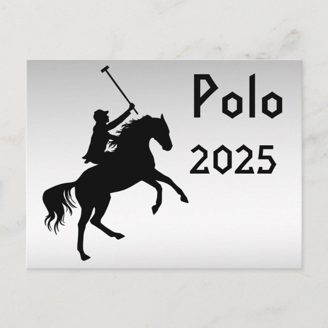 Polo Player 2025 Calendar on Back Postcard