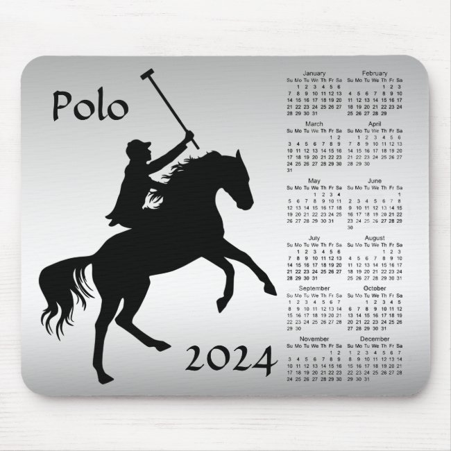 Polo Player on Horse 2024 Calendar Mousepad