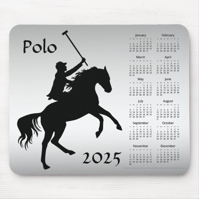 Polo Player on Horse 2025 Calendar Mousepad