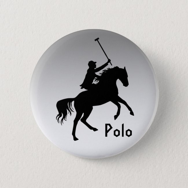 Polo Player on Horse Silver Button