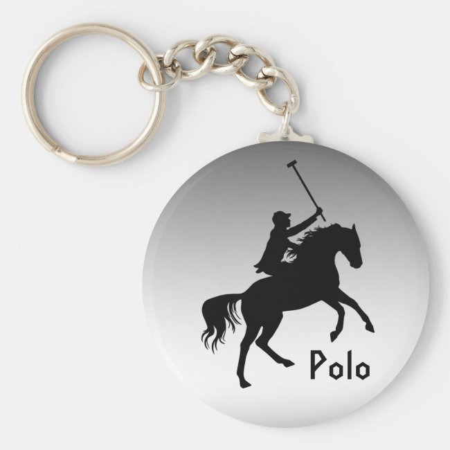 Polo Player on Horse Silver Keychain