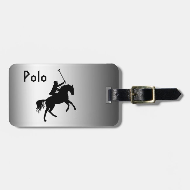 Polo Player on Horse Silver Luggage Tag