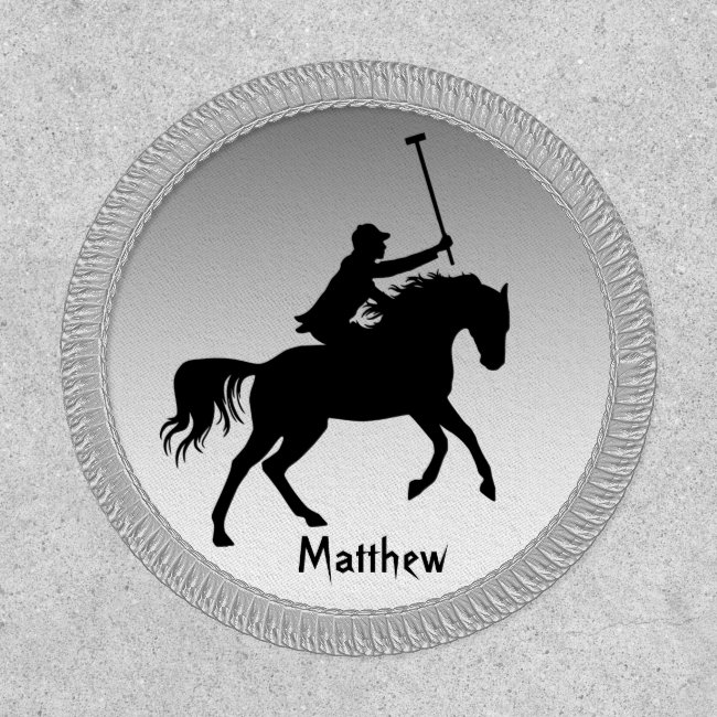 Polo Player on Horse Silver Patch