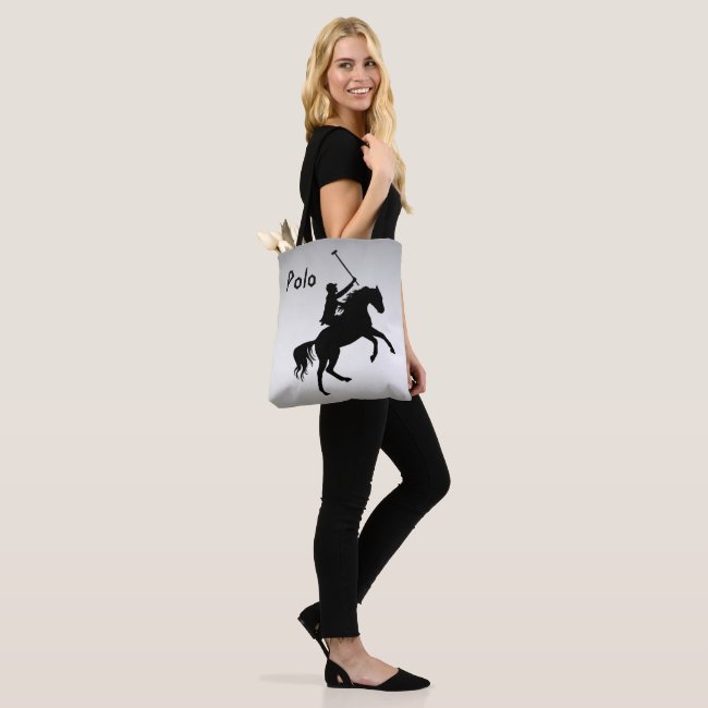 Polo Player on Horse Silver Tote Bag