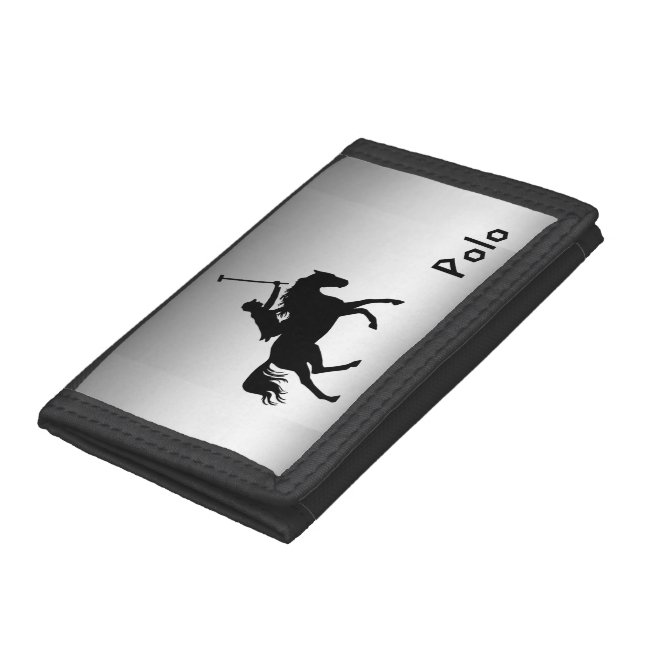 Polo Player on Horse Silver Wallet