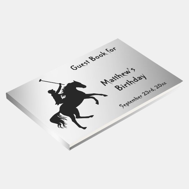 Polo Player on Horseback Birthday Guest Book